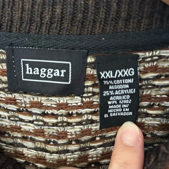 🌷 Vintage haggar Brown & Tan Woven Textured Grandpa Sweater